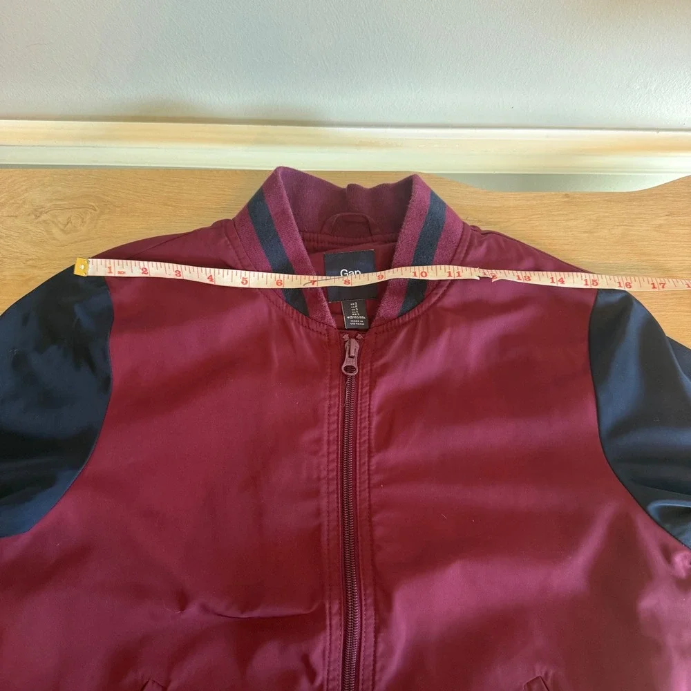 Gap Kids Burgundy Navy Blue Colorblock Zip Up Varsity Bomber Jacket Size S Small